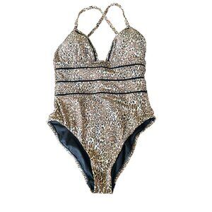 Bar III Bonita Cheetah One Piece Swimsuit Bathing Suit Size Small